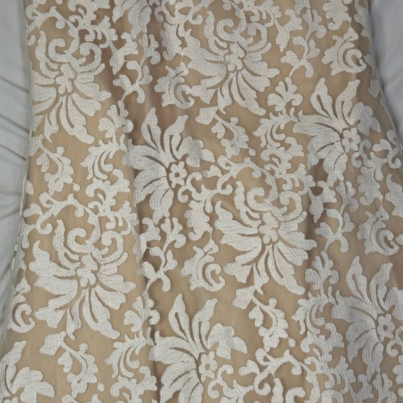 Nina Canacci Cream Blue Beaded Lace Embroidered Mermaid Event wedding Dress Sz 6 - Picture 5 of 16